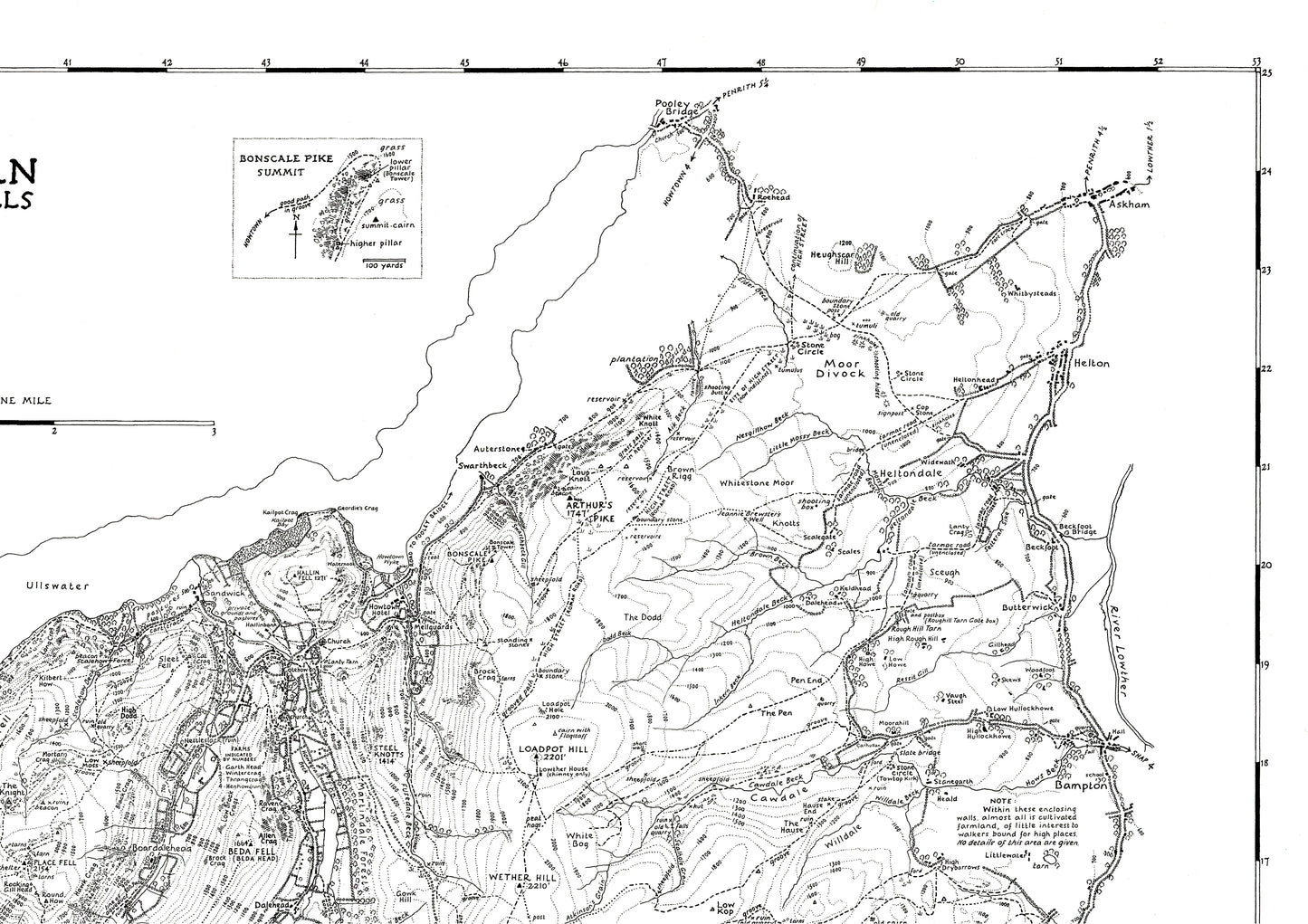 The Far Eastern Fells | Wainwright Map | The Lake District | Rare Print