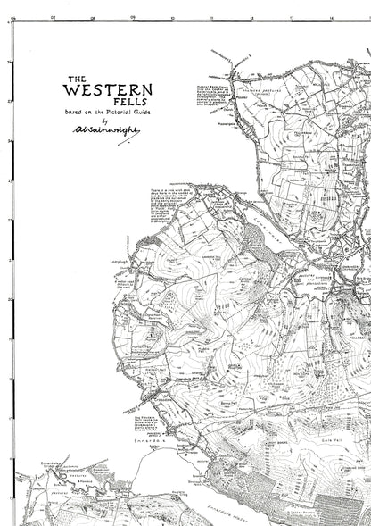 The Western Fells | Wainwright Map | The Lake District | Rare Print