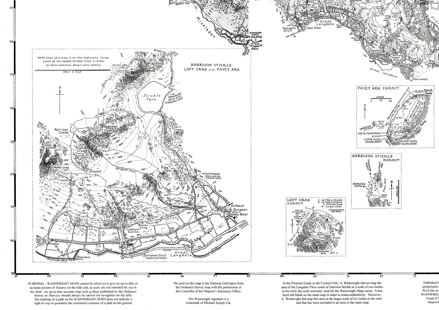 The Central Fells | Wainwright Map | The Lake District | Rare Print