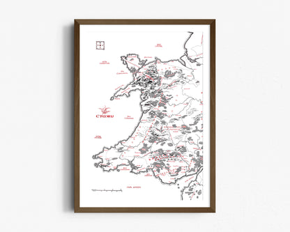 Cymru | Hand Drawn Map | Tolkien Inspired | Pen Ink Drawing