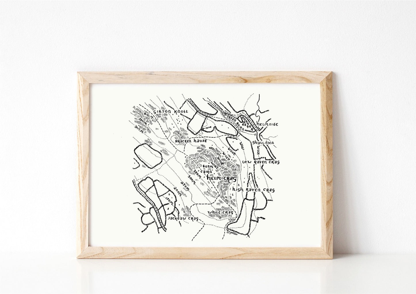 Helm Crag | The Lake District | Topographic | Hand Drawn | Fine Art Print