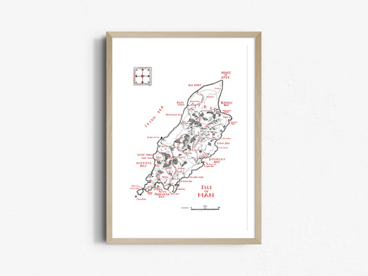 The Isle of Man | Hand Drawn Map | Tolkien Inspired | Pen Ink Drawing