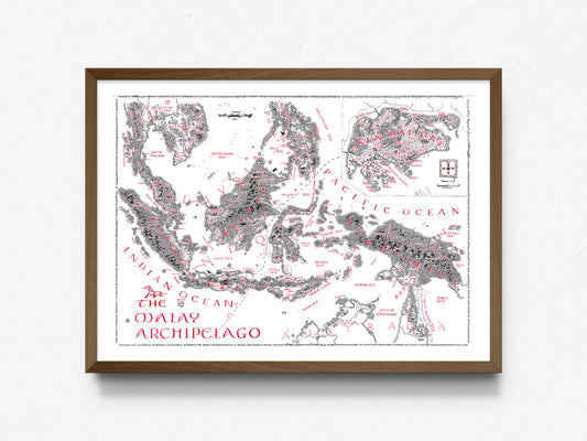The Malay Archipelago | Hand Drawn Map | Tolkien Inspired | Pen Ink Drawing