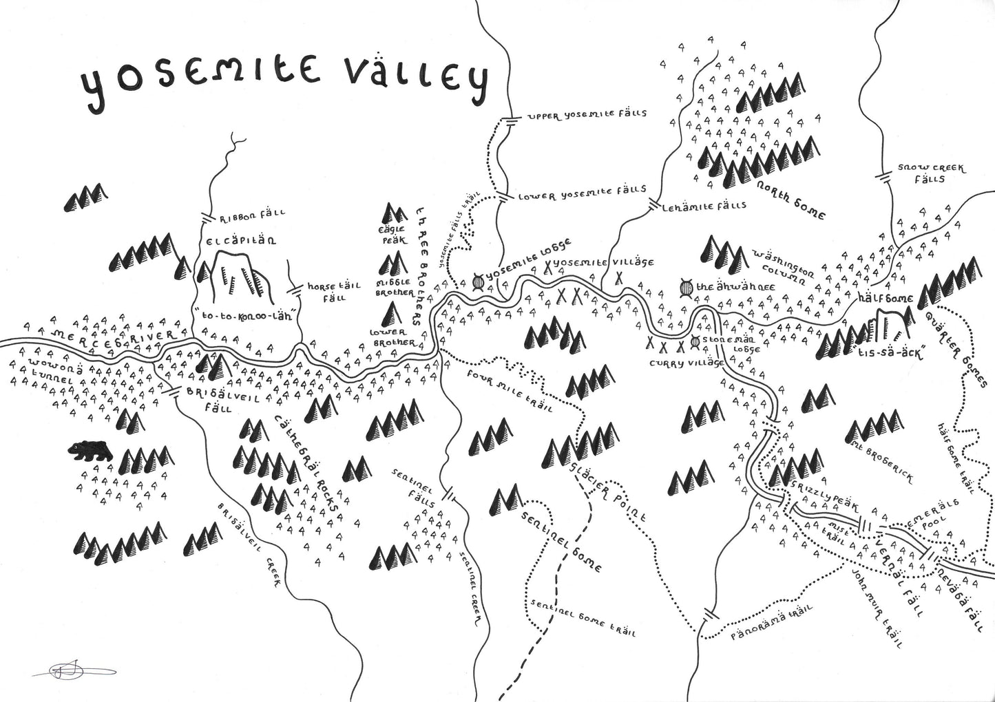 YOSEMITE VALLEY Map Print | Minimalist Map Art | Wall Art | Art Print