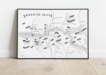 YOSEMITE VALLEY Map Print | Minimalist Map Art | Wall Art | Art Print