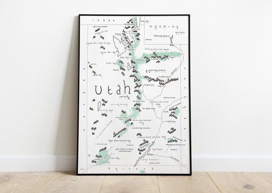 UTAH Map Print | Minimalist Map Art | Wall Art | Art Print