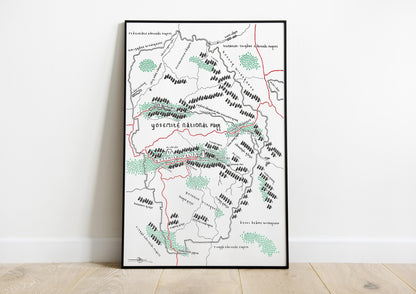 YOSEMITE Map Print | National Park Map | Minimalist Map Art | Wall Art | Art Print