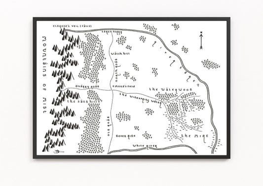 TWO RIVERS (The Wheel of Time) Map Print | Fictional Map | Minimalist Map Art | Wall Art | Art Print