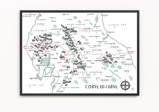 WAINWRIGHT'S COAST to COAST Map Print | Trail Map | Minimalist Map Art | Wall Art | Art Print