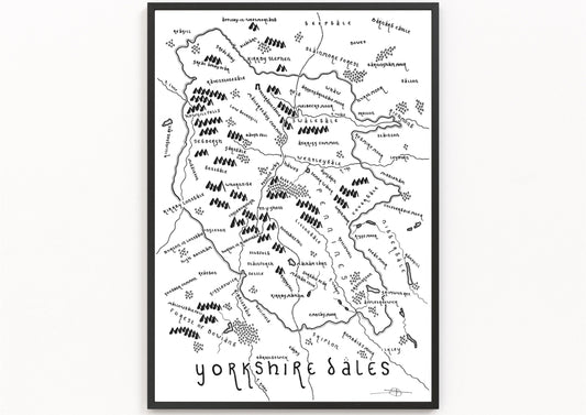 THE YORKSHIRE DALES Map Print | National Park Map | Minimalist Map Art | Wall Art | Art Print