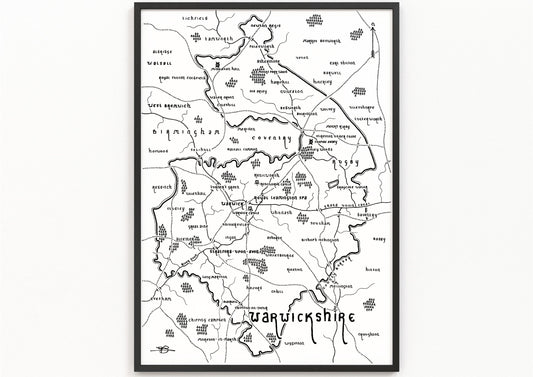 WARWICKSHIRE Map Print | County Map | Minimalist Map Art | Wall Art | Art Print