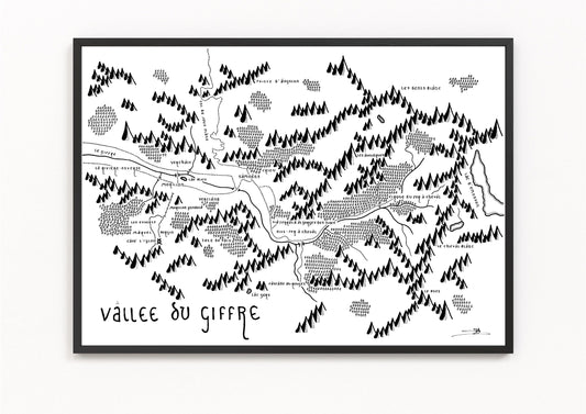 VALLEE DU GIFFRE (France) | Mountain Map | Minimalist Map Art | Wall Art | Art Print