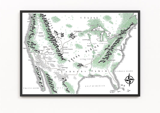 US NATIONAL PARKS Map Print | National Parks Map | Minimalist Map Art | Wall Art | Art Print