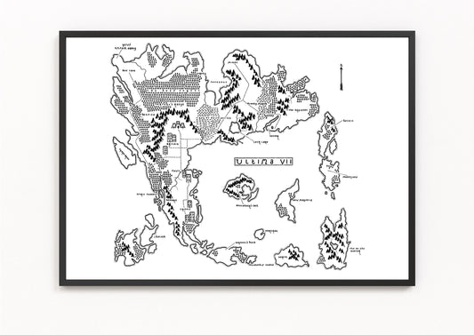 ULTIMA 7 Map Print | Fictional Map | Minimalist Map Art | Wall Art | Art Print