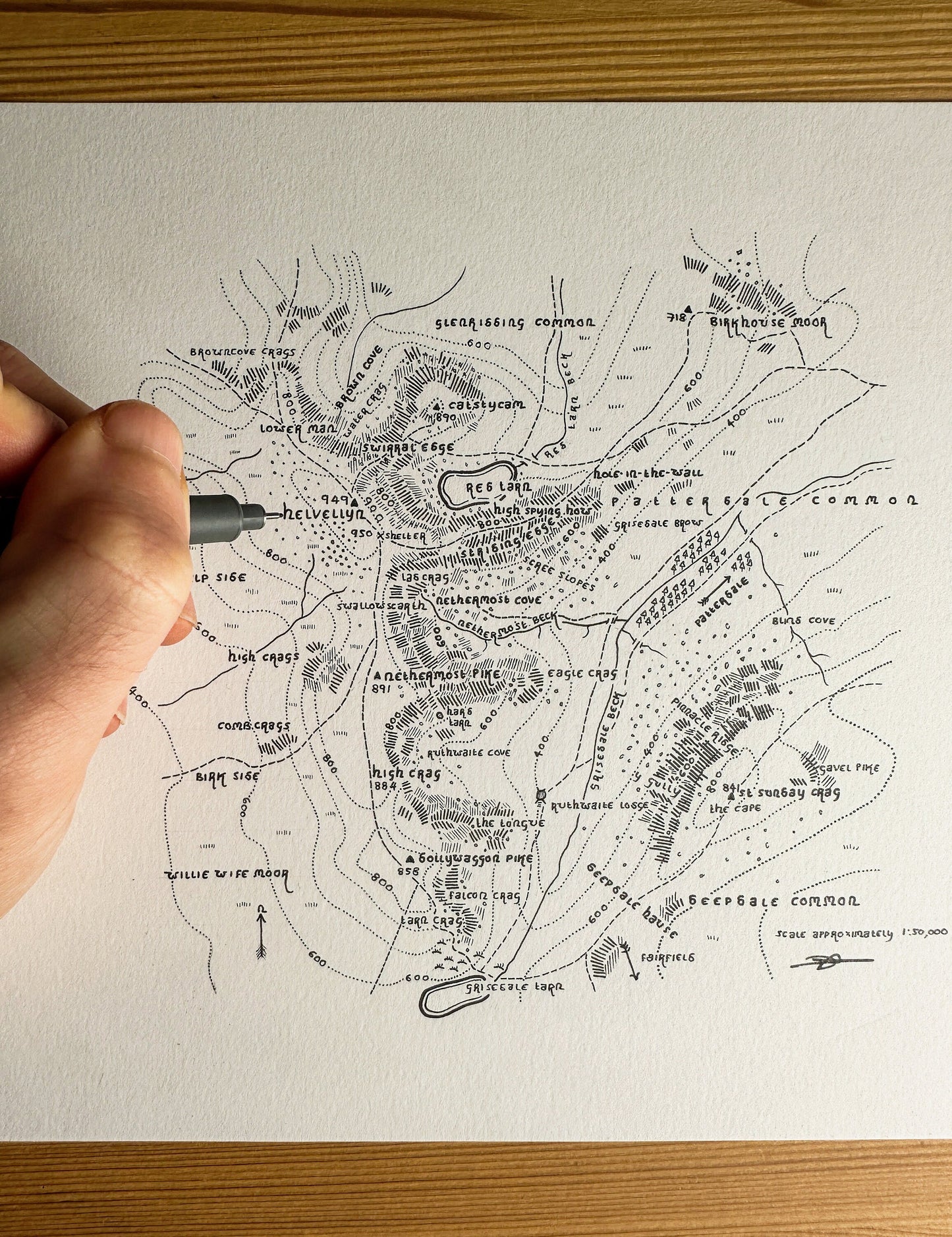 HELVELLYN AREA | Wainwright Inspired Map | Map Print | Helvellyn Fell Map