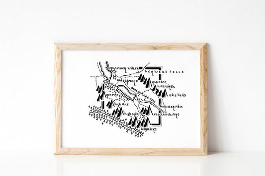 BUTTERMERE | Cumbria | Map | Artwork | Hand Drawn Map | Art | Minimalist Art | Wall Art | Office Art