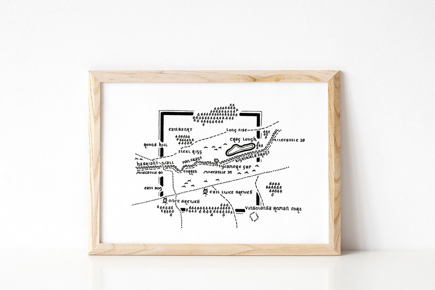 SYCAMORE GAP | Northumberland | Map | Artwork | Hand Drawn Map | Art | Minimalist Art | Wall Art | Office Art