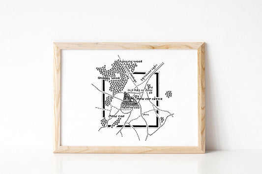 MOW COP CASTLE | Cheshire | Map | Artwork | Hand Drawn Map | Art | Minimalist Art | Wall Art | Office Art