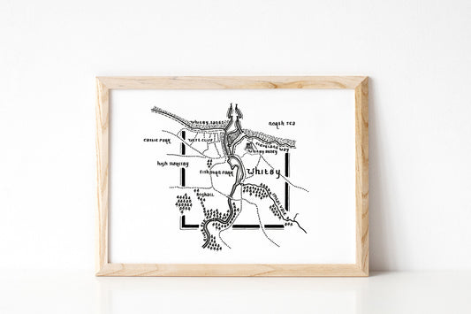 WHITBY | North Yorkshire | Map | Artwork | Hand Drawn Map | Art | Minimalist Art | Wall Art | Office Art
