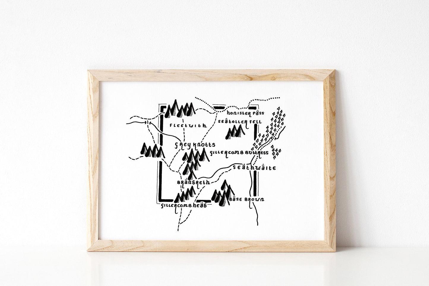 GILLERCOMBE BUTTRESS | Cumbria | Map | Artwork | Hand Drawn Map | Art | Minimalist Art | Wall Art | Office Art