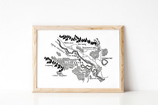 ELTERWATER | Cumbria | Map | Artwork | Hand Drawn Map | Art | Minimalist Art | Wall Art | Office Art