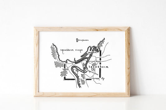 TRONDHEIM | Norway | Map | Artwork | Hand Drawn Map | Art | Minimalist Art | Wall Art | Office Art