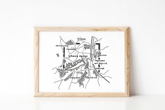 WHALEY BRIDGE | Derbyshire | Map | Artwork | Hand Drawn Map | Art | Minimalist Art | Wall Art | Office Art