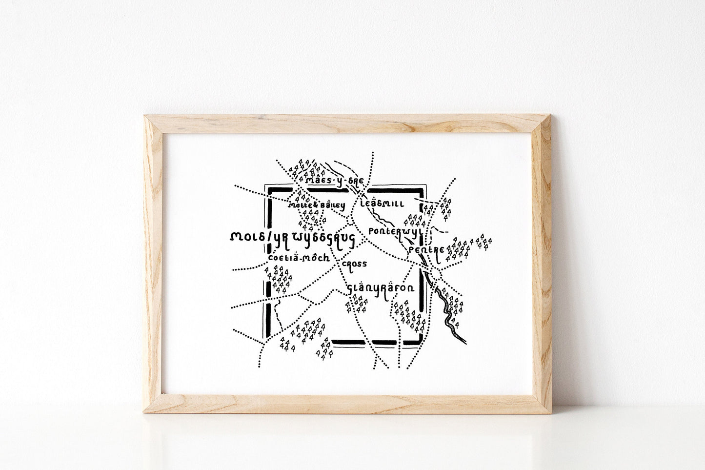 MOLD | Flintshire | Wales | Map | Artwork | Hand Drawn Map | Art | Minimalist Art | Wall Art | Office Art