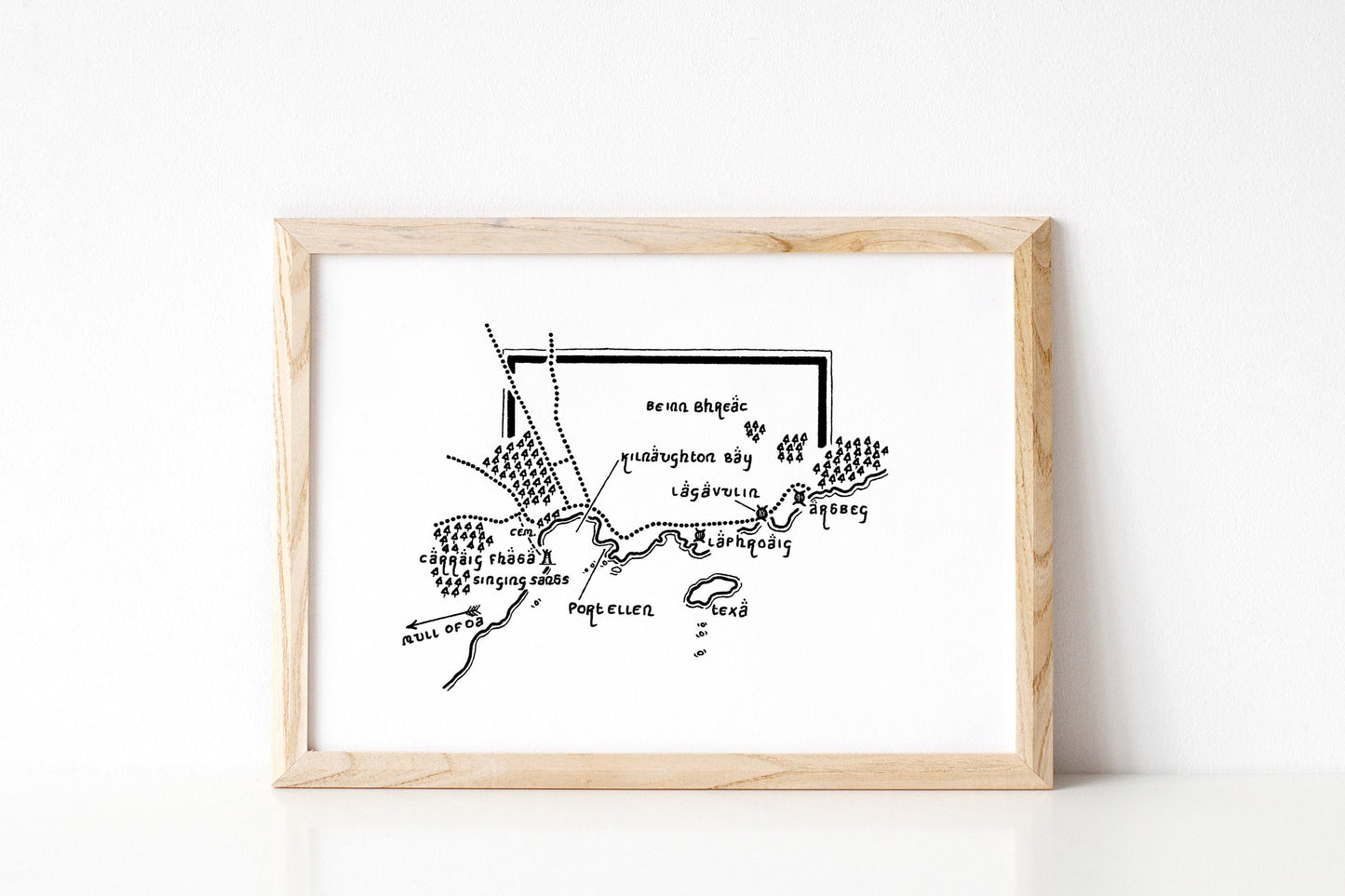 PORT ELLEN | Islay | Whiskey Map | Artwork | Hand Drawn Map | Art | Minimalist Art | Wall Art | Office Art