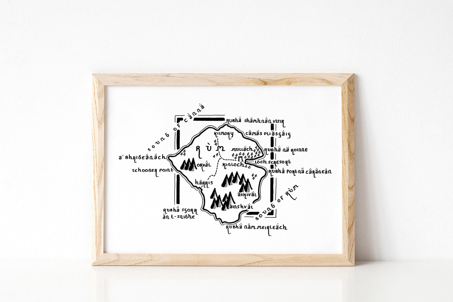 ISLE OF RUM | Scotland | Artwork | Hand Drawn Map | Art | Minimalist Art | Wall Art | Office Art