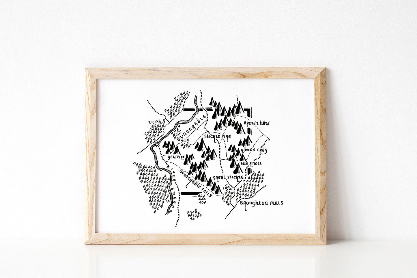 STICKLE PIKE (DUNNERDALE) | Cumbria | Artwork | Hand Drawn Map | Art | Minimalist Art | Wall Art | Office Art