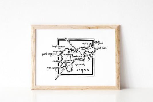 TIREE | Scotland | Map | Artwork | Hand Drawn Map | Art | Minimalist Art | Wall Art | Office Art