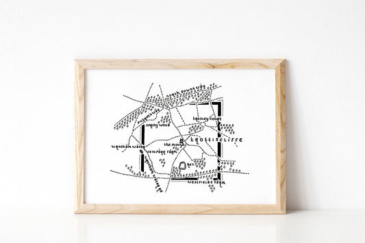 TROTTISCLIFFE | Kent | Map | Artwork | Hand Drawn Map | Art | Minimalist Art | Wall Art | Office Art