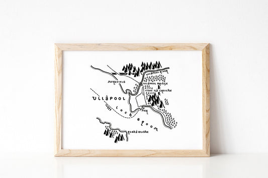 ULLAPOOL | Scotland | Map | Artwork | Hand Drawn Map | Art | Minimalist Art | Wall Art | Office Art