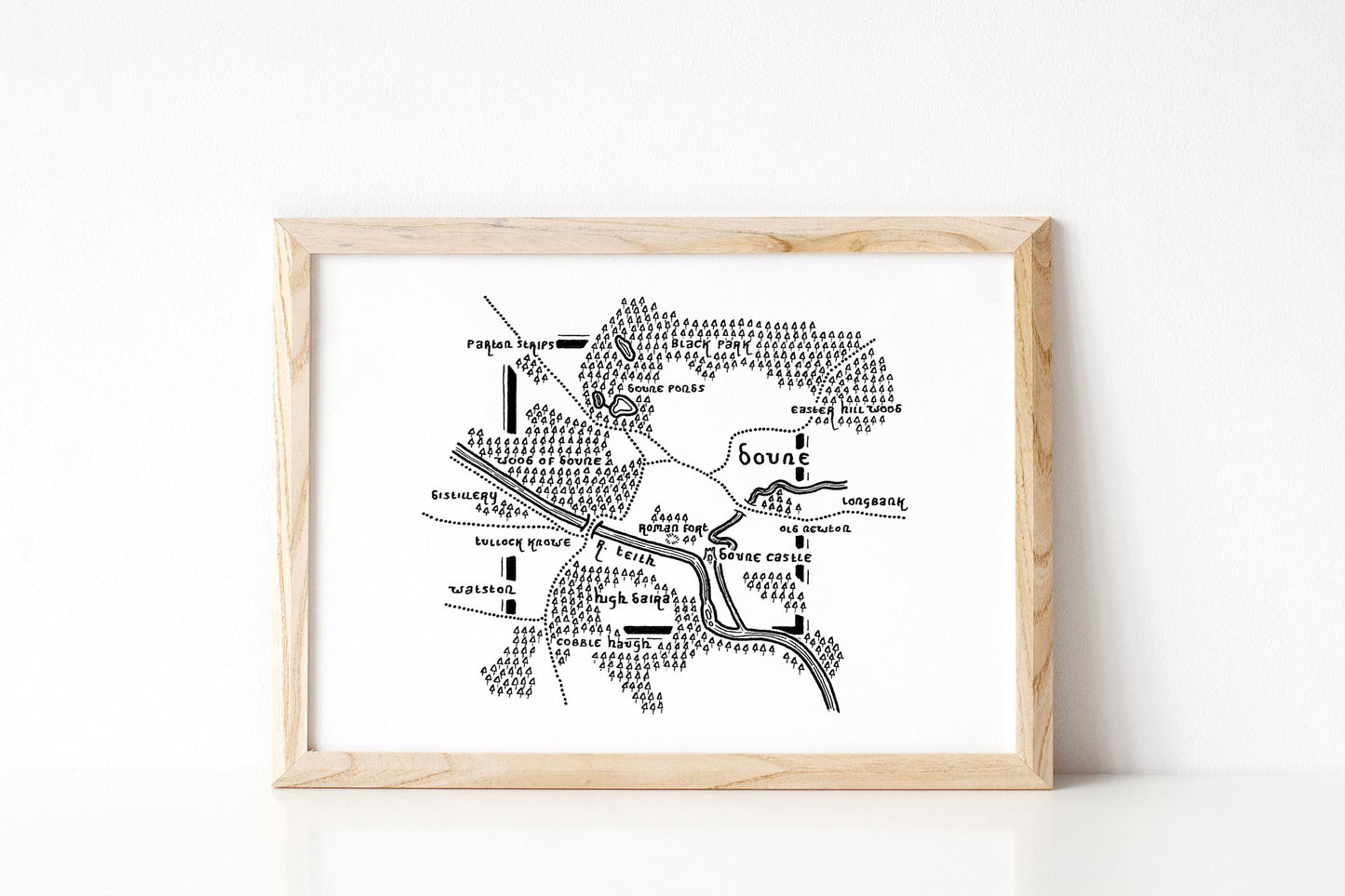 DOUNE | Perthshire | Artwork | Hand Drawn Map | Art | Minimalist Art | Wall Art | Office Art