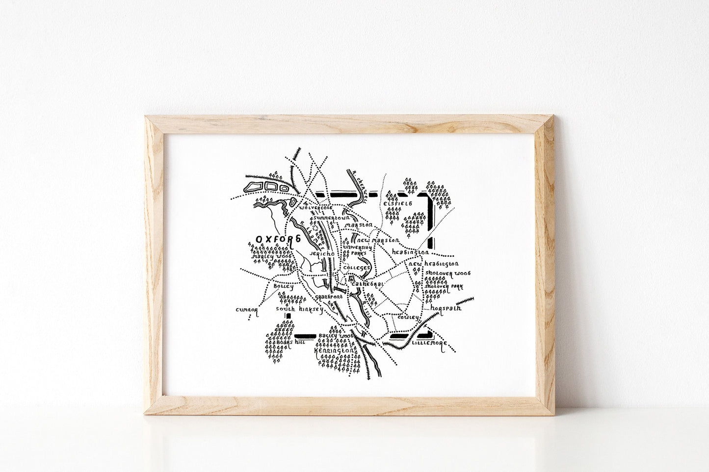 OXFORD | Oxfordshire | City Map Artwork | Hand Drawn Map | Art | Minimalist Art | Wall Art | Office Art