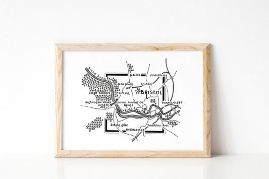 BRISTOL | Bristol | Map | Artwork | Hand Drawn Map | Art | Minimalist Art | Wall Art | Office Art