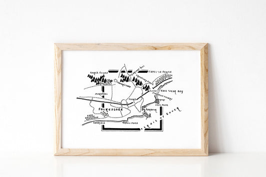 FOLKESTONE | Kent | Map Artwork | Hand Drawn Map | Art | Minimalist Art | Wall Art | Office Art