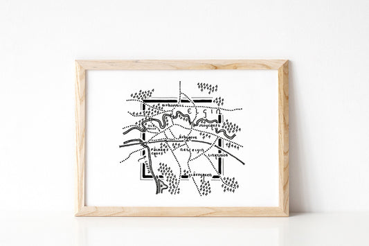 ELGIN | Moray | Scotland | Map | Artwork | Hand Drawn Map | Art | Minimalist Art | Wall Art | Office Art