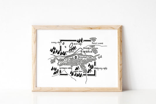 ESKDALE | Cumbria | Map | Artwork | Hand Drawn Map | Art | Minimalist Art | Wall Art | Office Art