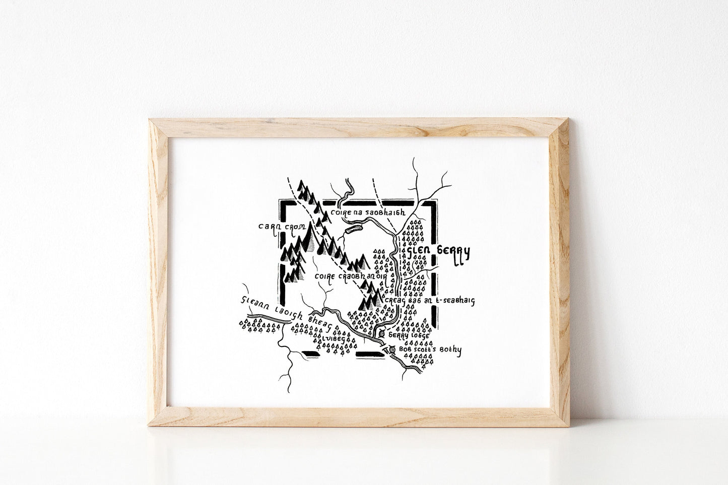 GLEN DERRY | Aberdeenshire | Map | Artwork | Hand Drawn Map | Art | Minimalist Art | Wall Art | Office Art