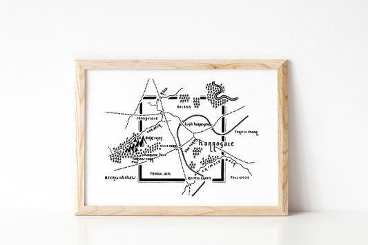 HARROGATE | North Yorkshire | Map | Artwork | Hand Drawn Map | Art | Minimalist Art | Wall Art | Office Art