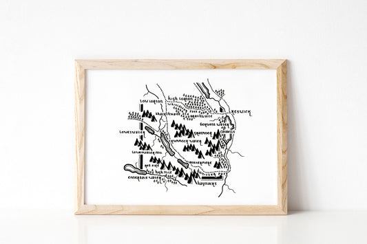 BUTTERMERE, CRUMMOCK Water and LOWESWATER | Cumbria | Map | Artwork | Hand Drawn Map | Art | Minimalist Art | Wall Art | Office Art