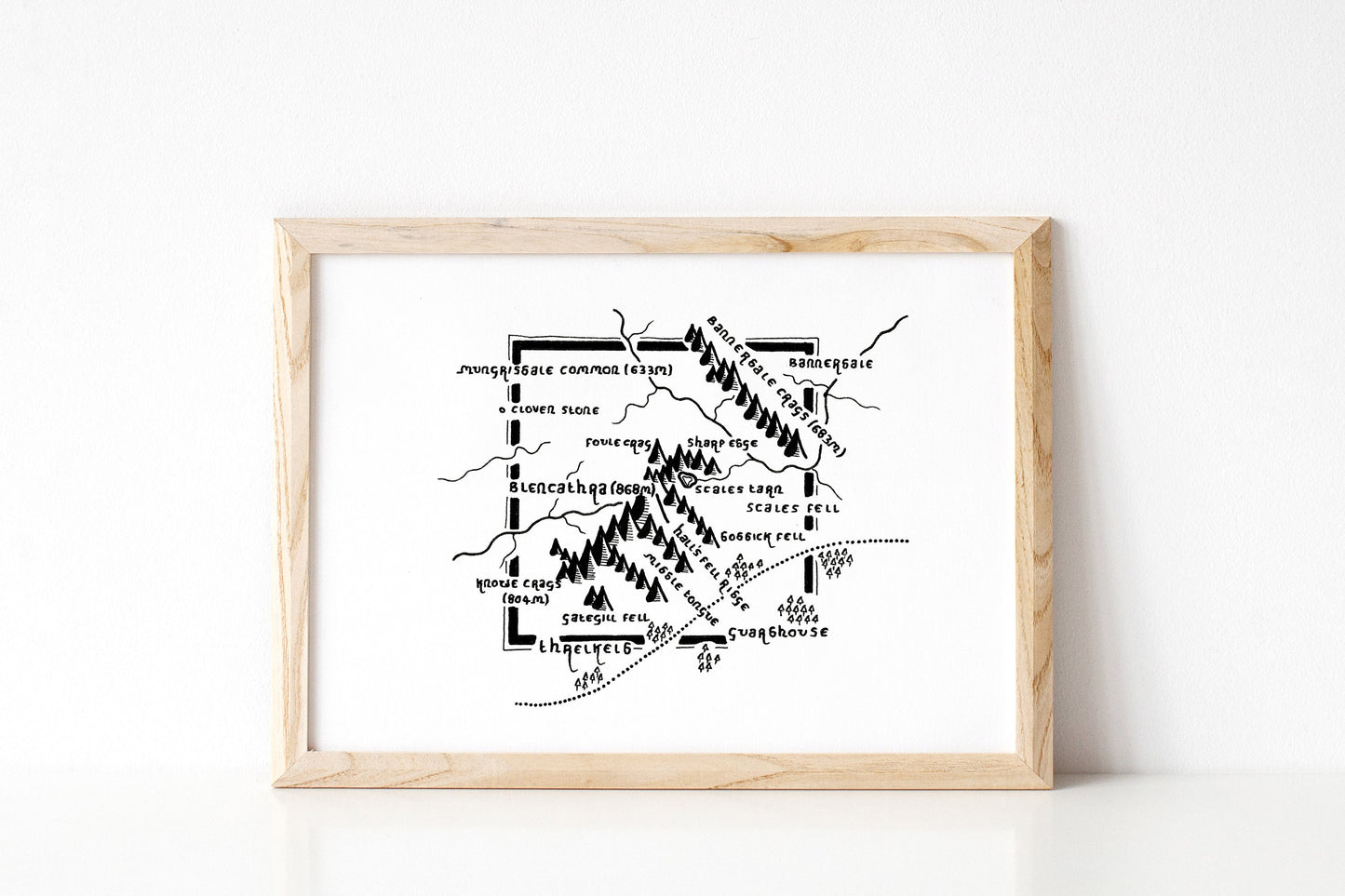 BLENCATHRA | Cumbria | Mountain Map | Artwork | Hand Drawn Map | Art | Minimalist Art | Wall Art | Office Art