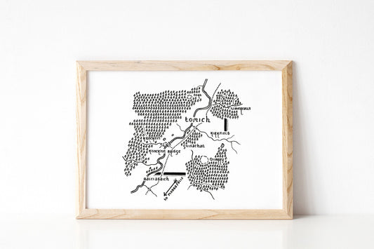 TOMICH | Scotland | Map | Artwork | Hand Drawn Map | Art | Minimalist Art | Wall Art | Office Art