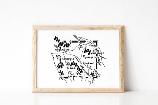 NANTYGLO | Monmouth | Wales | Map | Artwork | Hand Drawn Map | Art | Minimalist Art | Wall Art | Office Art