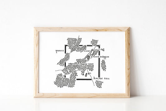 HODGE CLOSE | Cumbria | Map | Artwork | Hand Drawn Map | Art | Minimalist Art | Wall Art | Office Art