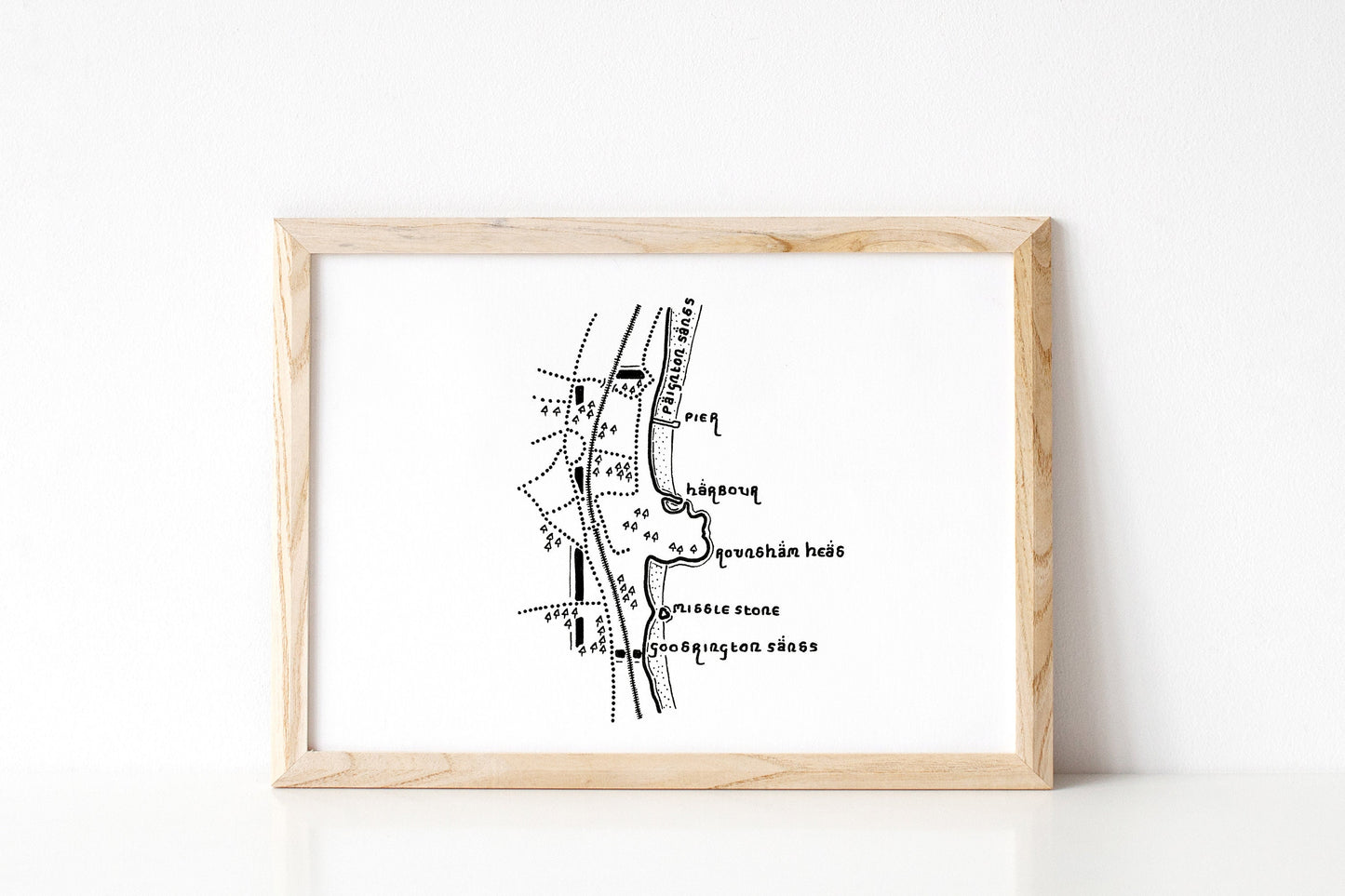 PAIGNTON | Devon | Map | Artwork | Hand Drawn Map | Art | Minimalist Art | Wall Art | Office Art