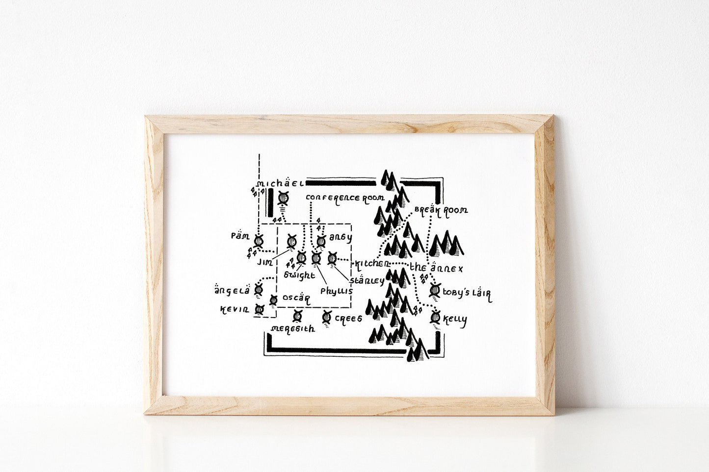 THE OFFICE | Floorplan | Scranton | Artwork | Hand Drawn Map | Art | Minimalist Art | Wall Art | The Office Art