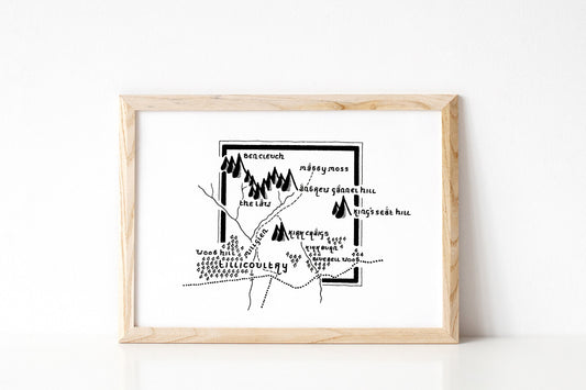 TILLICOULTRY | Clackmannanshire | Map | Artwork | Hand Drawn Map | Art | Minimalist Art | Wall Art | Office Art